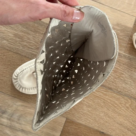 Vintage Leather Perforated Knee-High Moccasin Boots - Picture 4 of 6